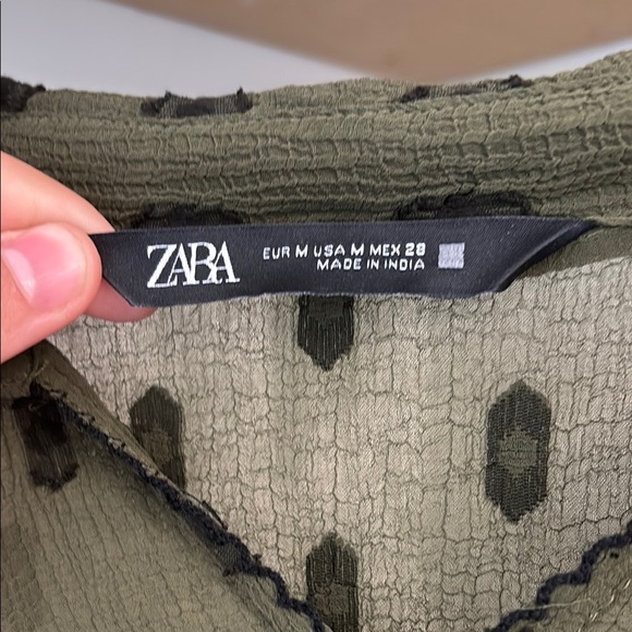 Olive Green Ruffle Dress - Picture 2 of 5